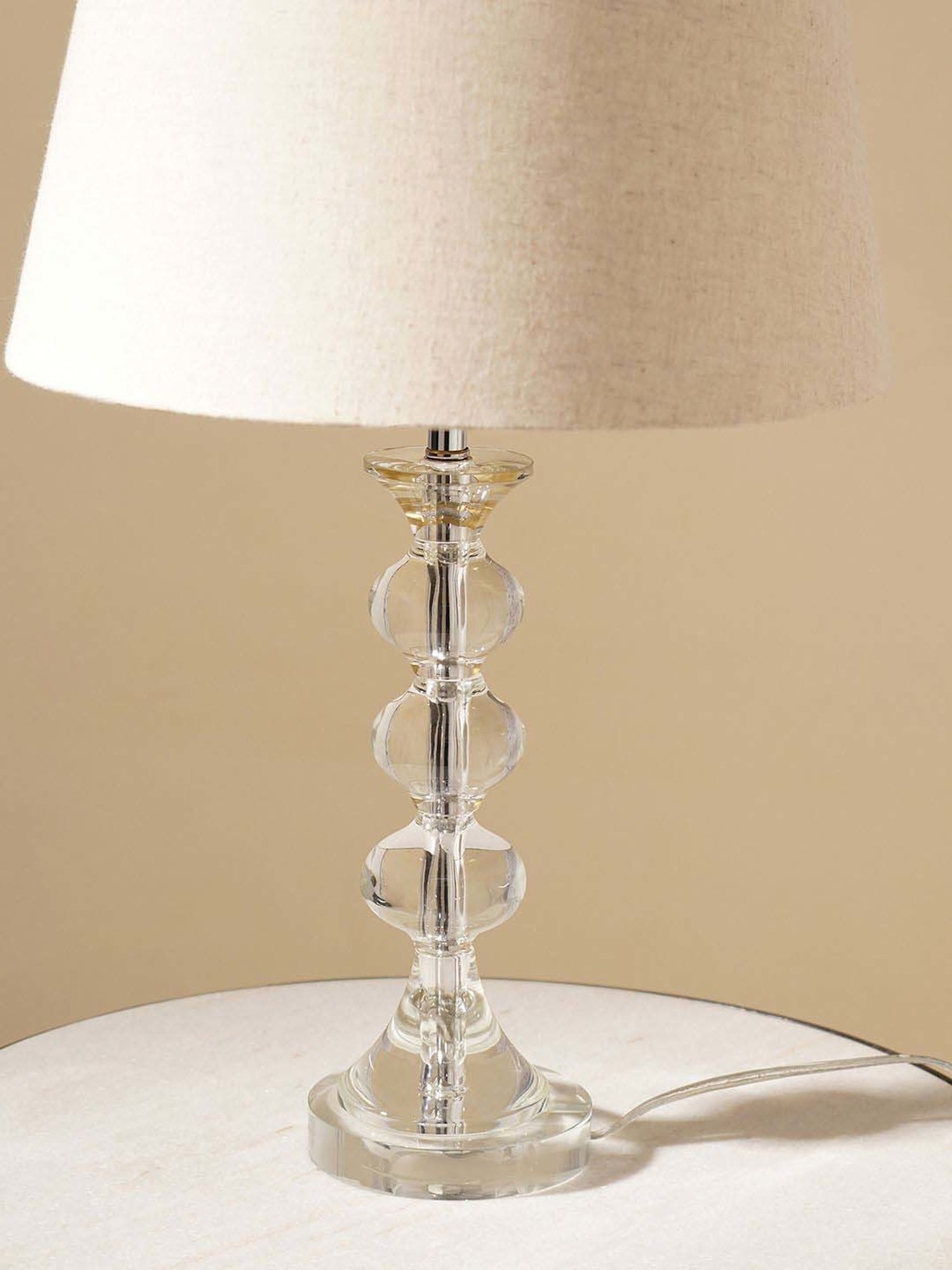 Pure Home and Living Grey Glass Trophy Shaped Table Lamp Stand