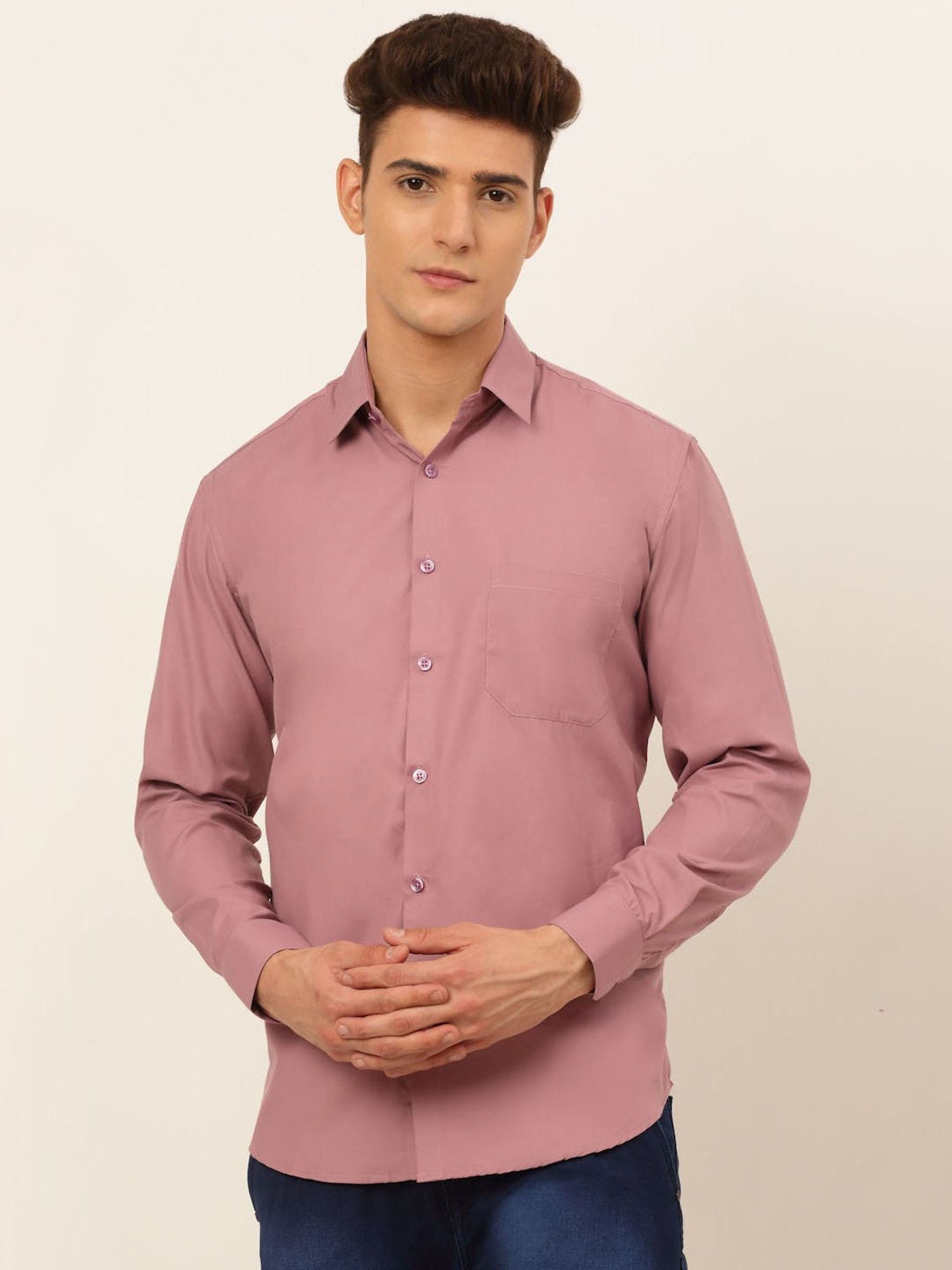 Jainish Magenta Cotton Regular Fit Shirt