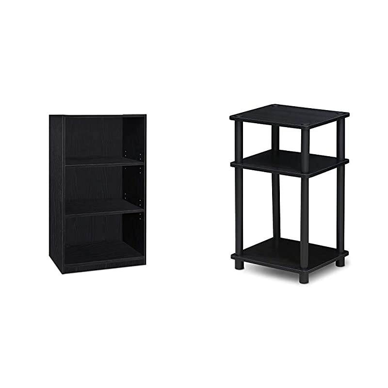Jaya Simple Home 3Tier Adjustable Shelf Bookcase Black Just 3Tier End Table 1Pack AmericanoBlack