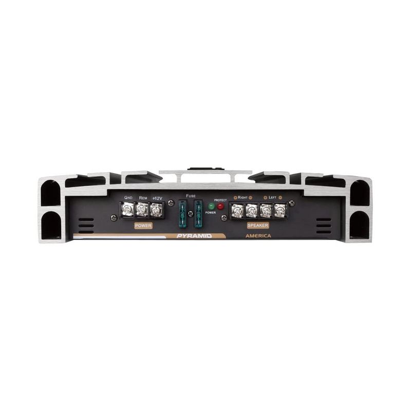 Pyramid PB3818 5000 Watt 2 Channel Slim Bodied Car Audio Bridgeable MOSFET Power Amplifier with Variable Bass Boost, Gain Control, &Crossovers, Silver