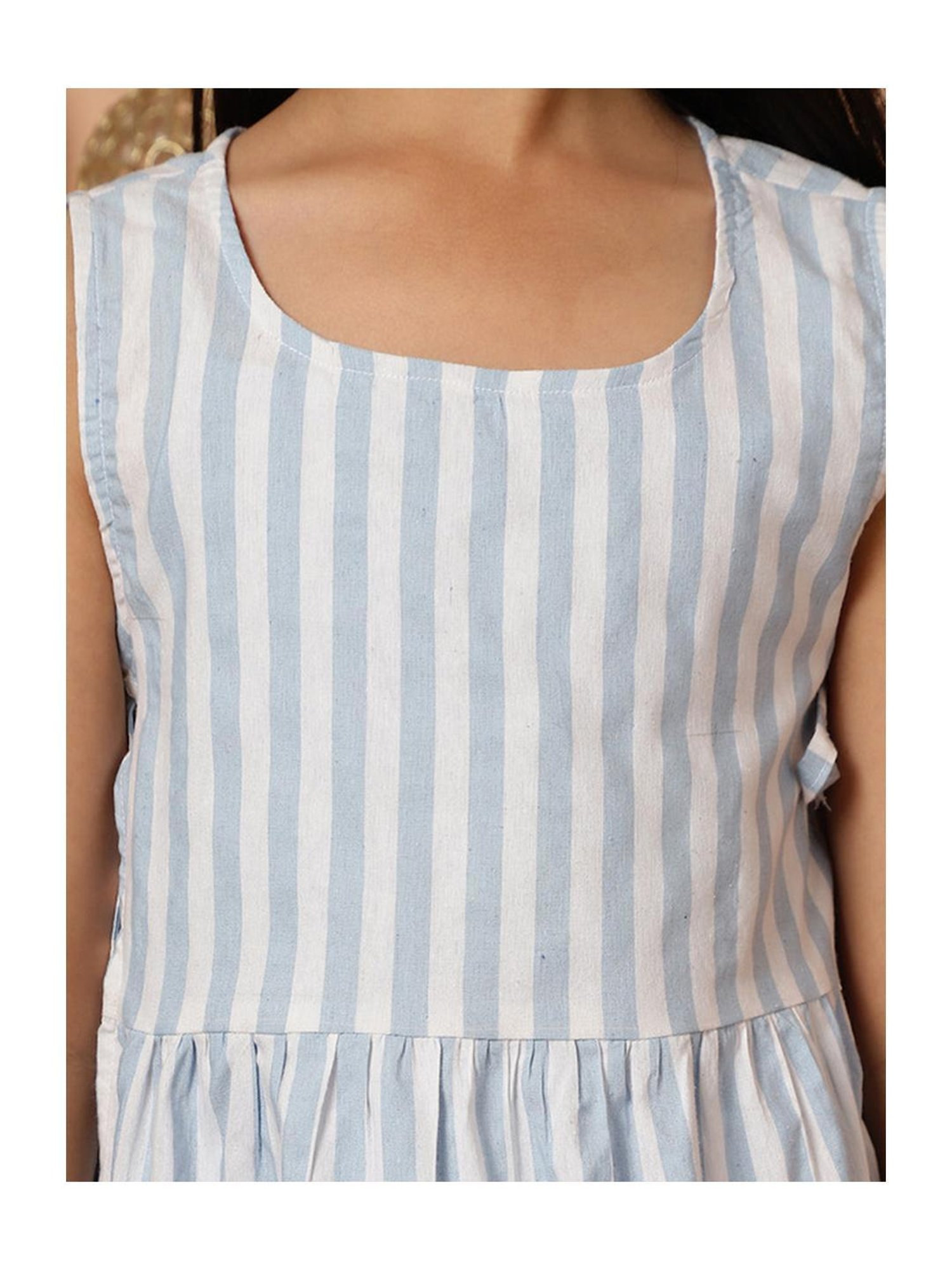 NEUDIS Kids Blue & White Striped Kurta with Trousers