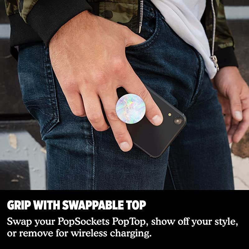 PopGrip with Swappable Top for Phones Tablets Opal