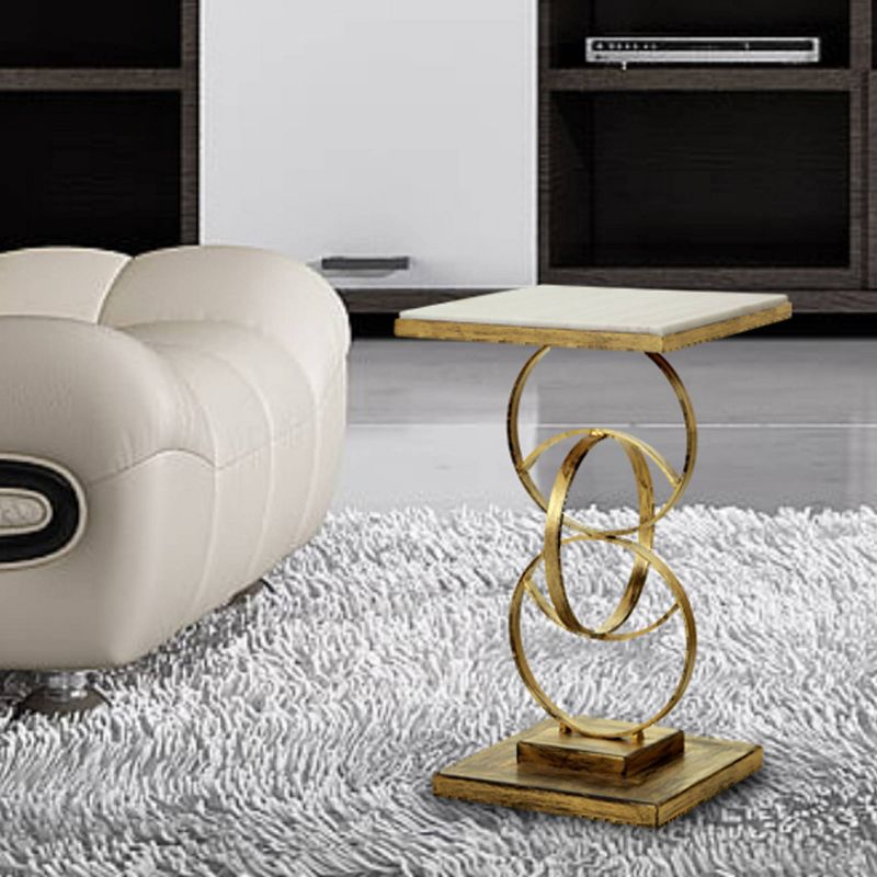 Rigby Accent Table White/Antique Gold - Carolina Chair & Table