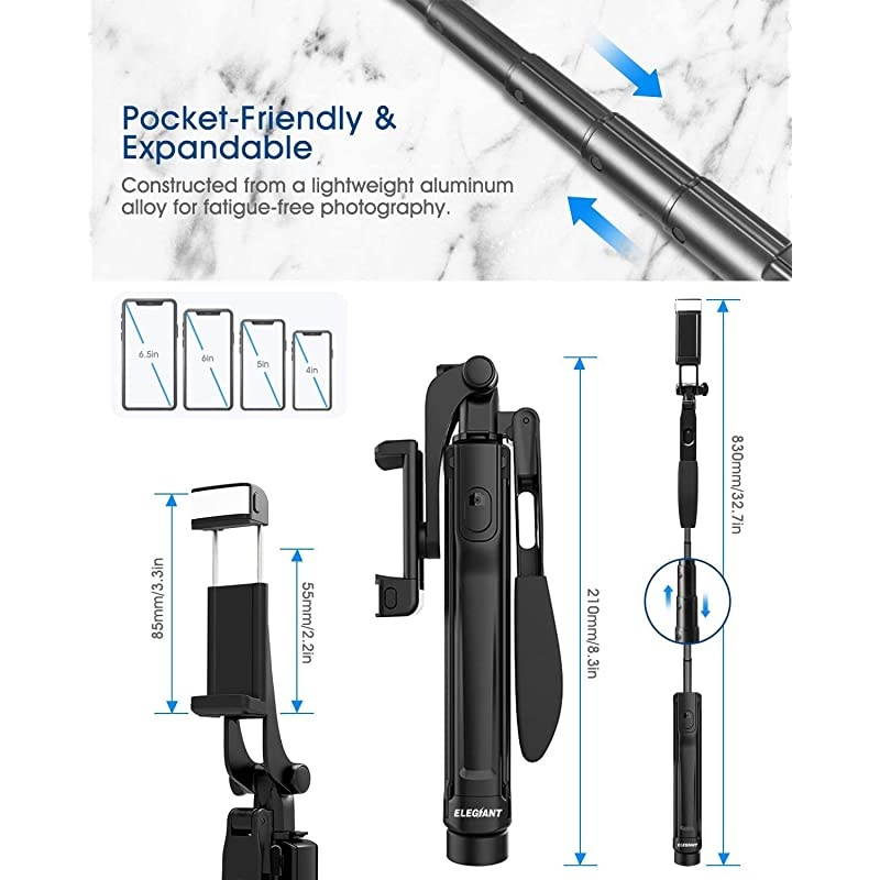 Selfie Stick Tripod,  Extendable Phone Tripod Stand for Phone and Camera with Bluetooth Remote, LED Light, Balance Handle Compatible with iPhone 12 11 Pro Xs Xr Android Galaxy S20 DSLR Gopro