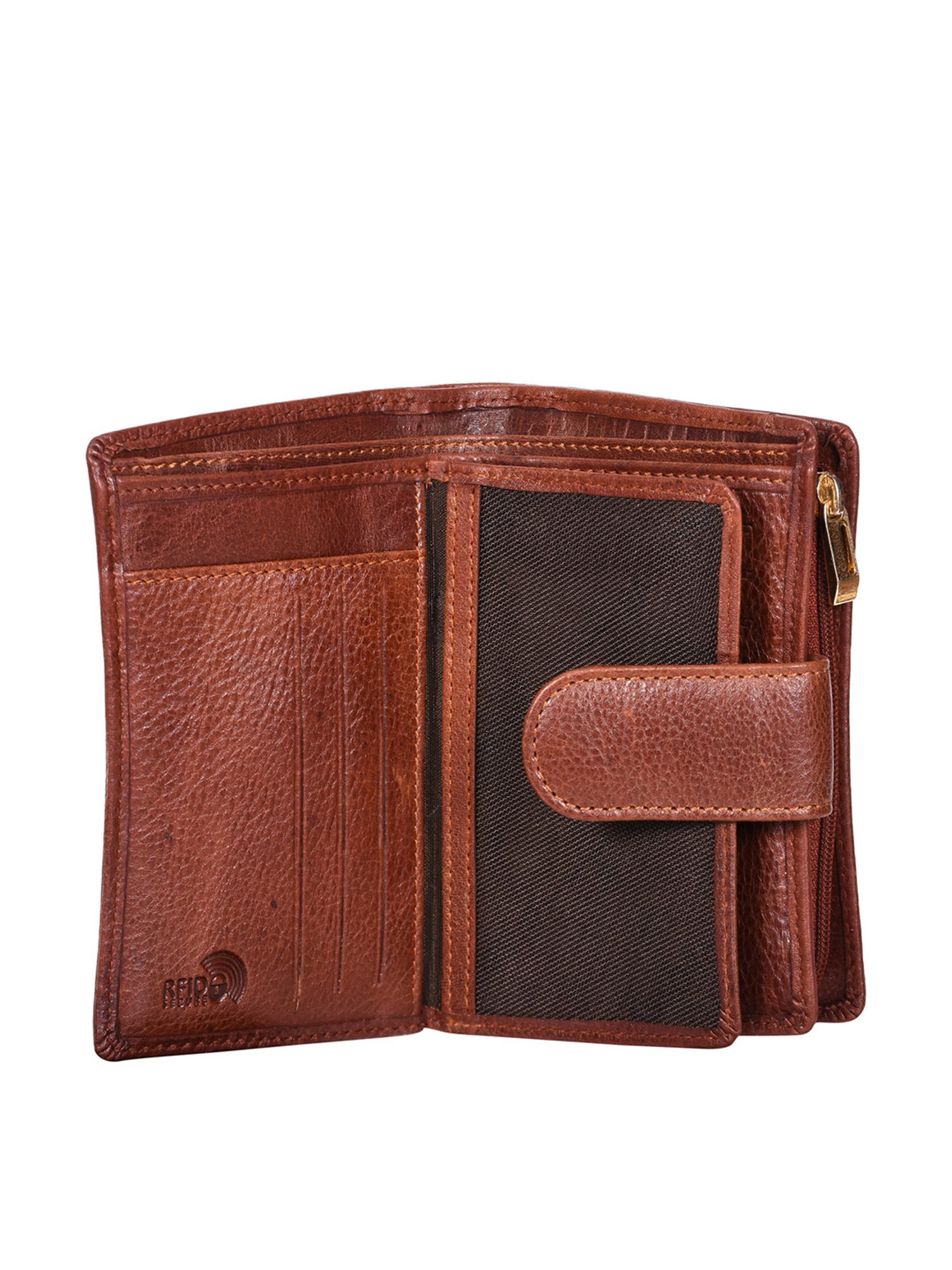 SASSORA Brown Solid Rfid Bi-Fold Wallet for Women