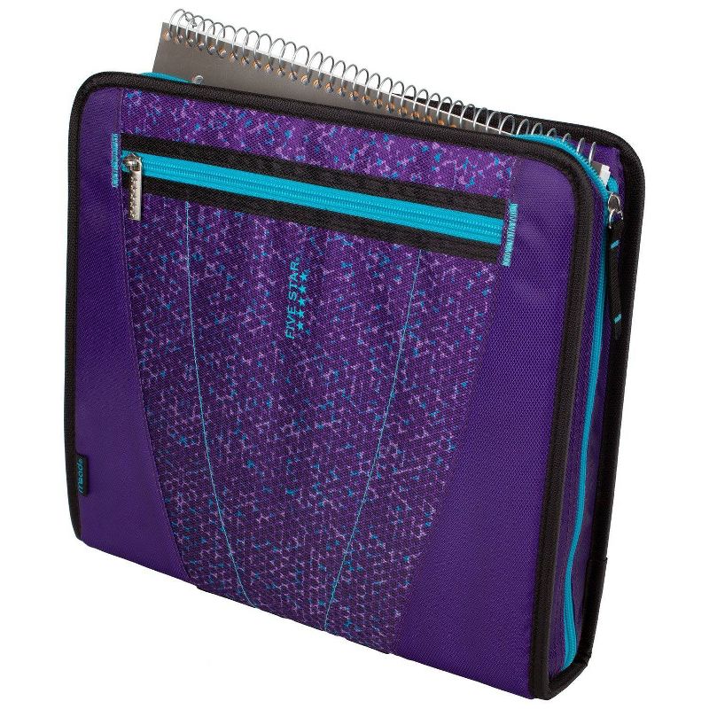 2" Ring Zipper Binder with File Folders Purple Dissolve - Five Star