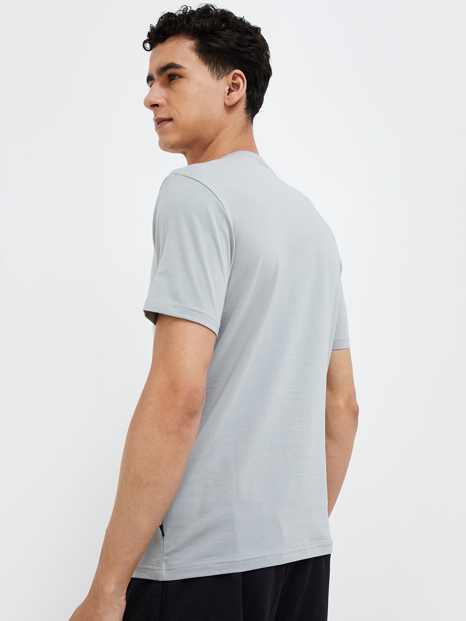 KAPPA Grey Regular Fit Printed Sports T-Shirt