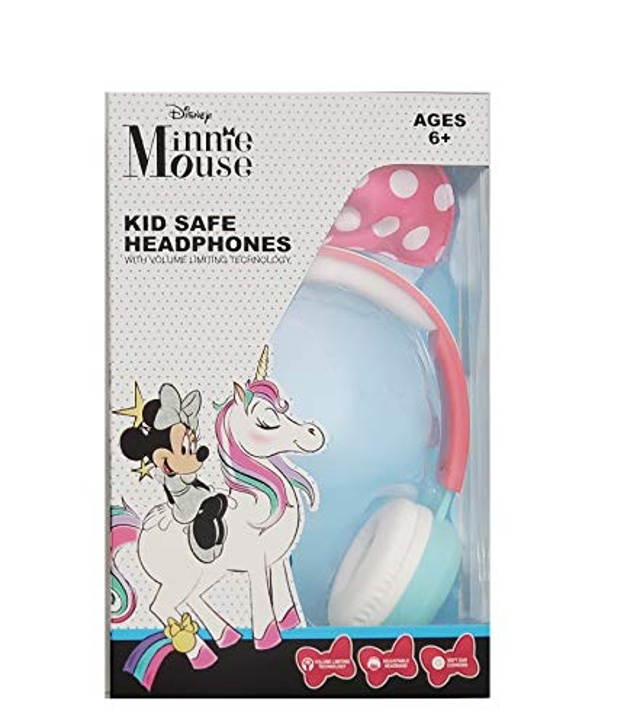 Minnie Mouse Kid Safe Headphones with Pink Bow