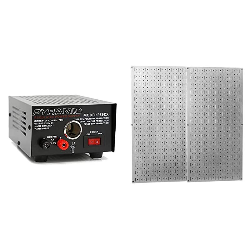 PS9KX Universal Compact Bench Power Supply5 Amp Linear Regulated Home Lab Benchtop Converter w 138 Volt DC 115V AC 70 Watt Input amp Wall Control 30P3232GV Galvanized Steel Pegboard Pack