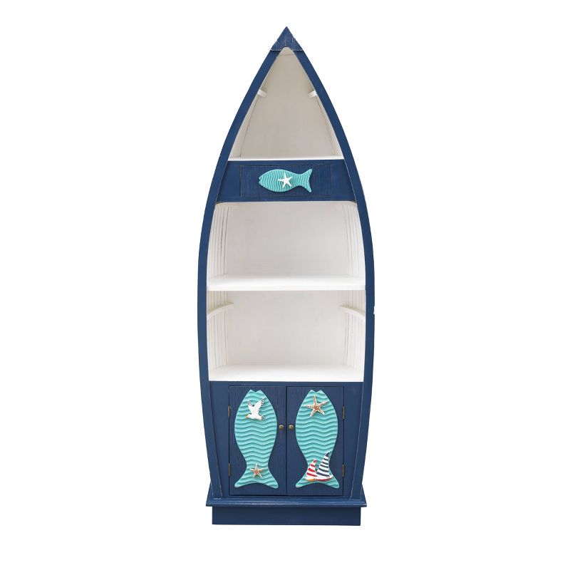 67.5" Praya Nautical Bookcase Blue and White - Treasure Trove Accents