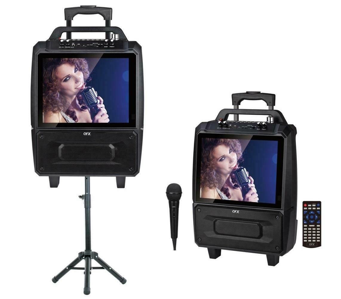 Qfx 2 x 5-Inch Portable Karaoke Speaker System with 14-Inch Screen