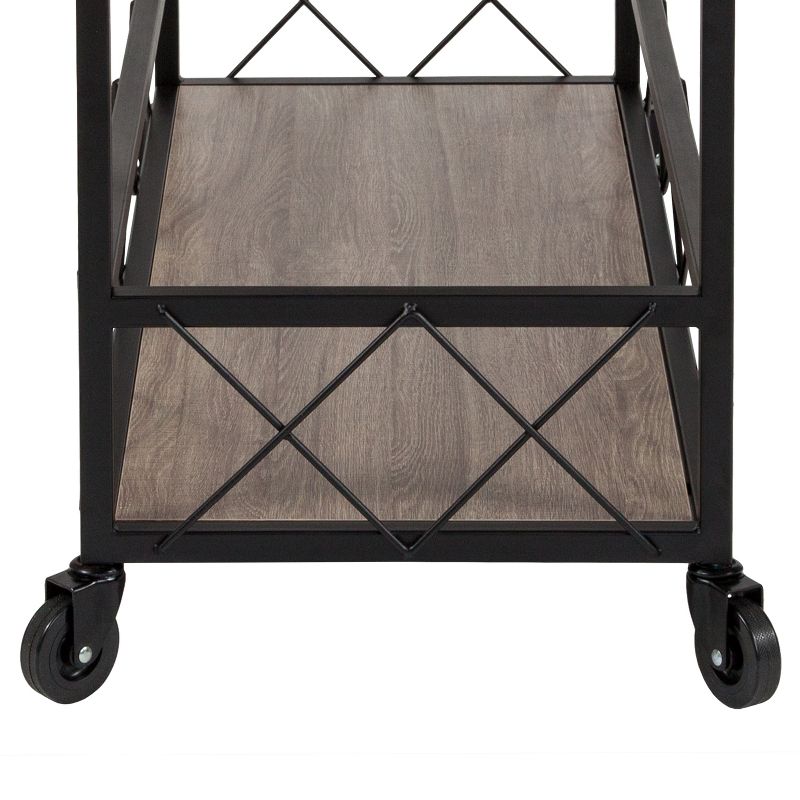 Flash Furniture Castleberry Rustic Wood Grain and Iron Kitchen Serving and Bar Cart