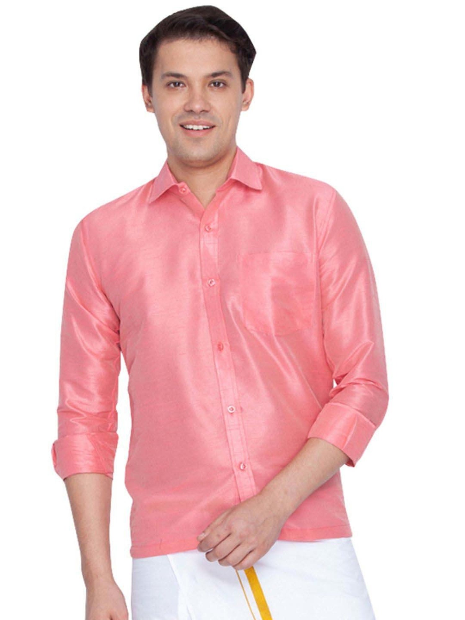 Vastramay Pink Regular Fit Ethnic Shirt