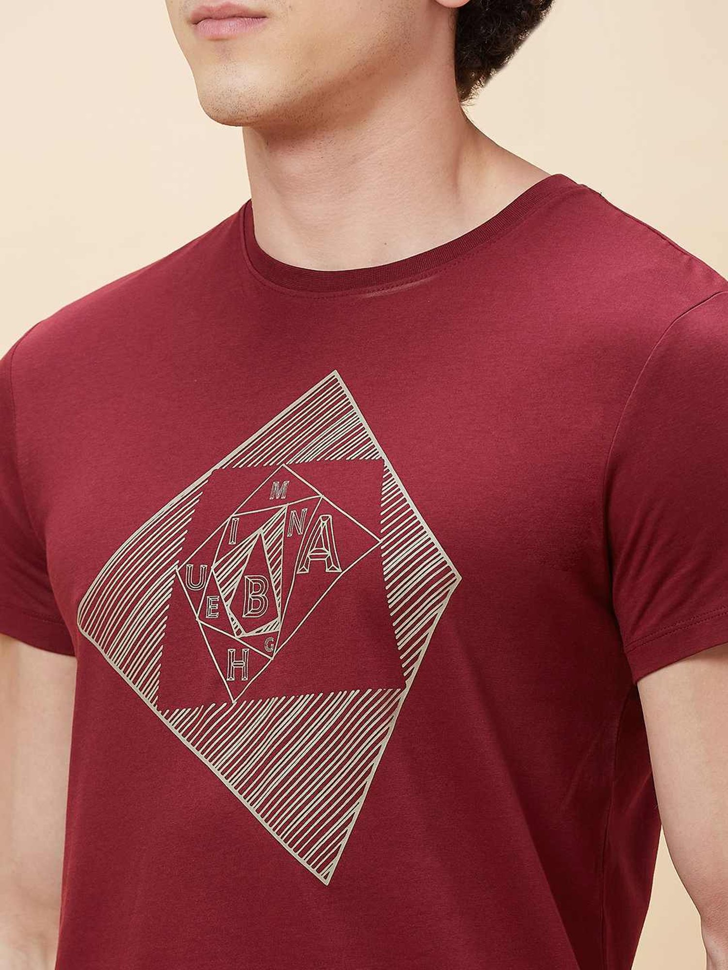 Being Human Red Regular Fit Printed T-Shirt