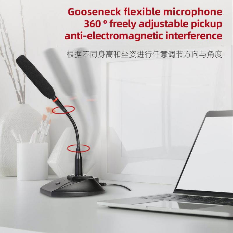 Depusheng USB Computer Microphone Desktop Condenser Microphone with Monitoring Interface for Gamelive, Singing, Meetings, Recording, etc