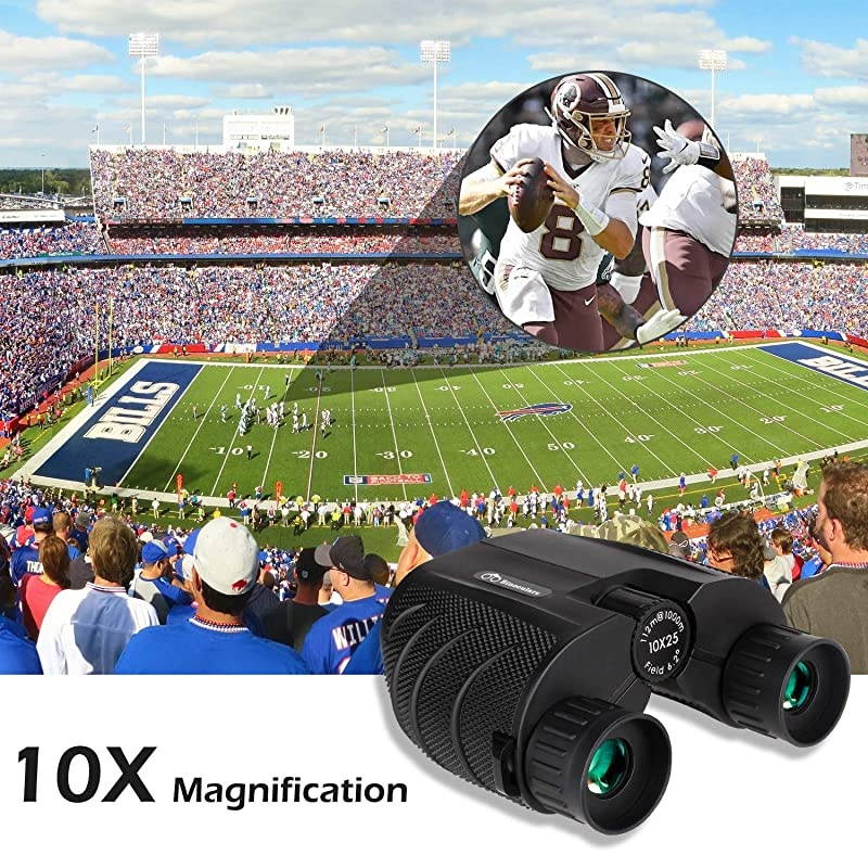 10x25 Compact Binoculars High Powered Binoculars for Adults with Low Light Night Vision Easy Focus Binoculars Clear for Bird Watching Outdoor Sports Games and Concerts