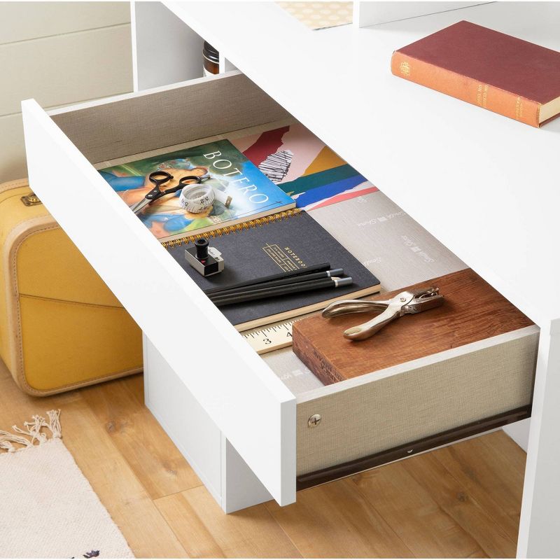 Crea Craft Table Wth Hutch Pure White - South Shore