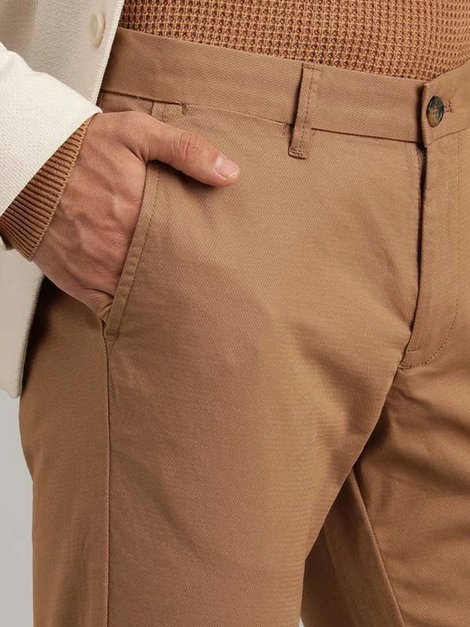 Indian Terrain Tan Slim Fit Trousers