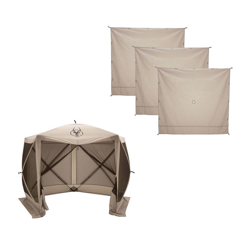Gazelle G5 4 Person 5 Sided 115 x 106 Portable Canopy Gazebo Tent + Wind Panels