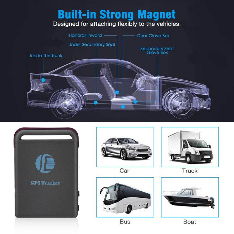 Mini Magnetic GPS Tracker Real Time Tracking Multifunctional Locator for Vehicles Car Trucks Anti Lost, Black