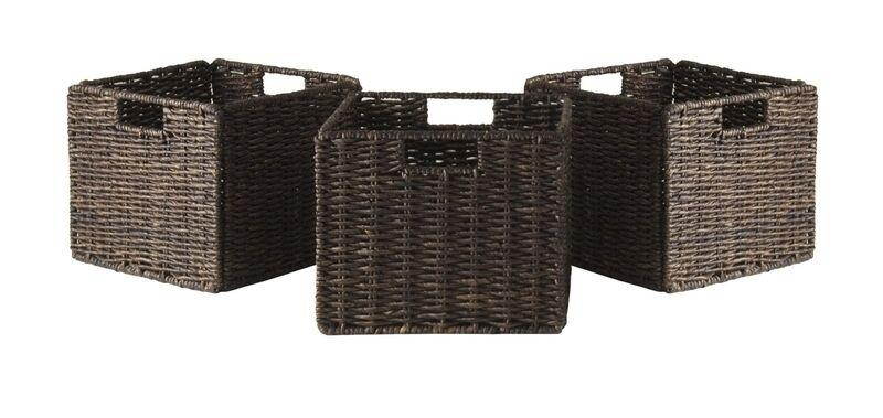 Winsome Granville Foldable 3-pc Small Corn Husk Baskets, Chocolate 38310 NEW