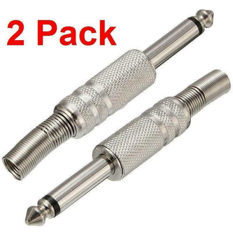 2 Pack 1/4" 6.35 mm Male Mono Monaural Audio Cable Connector Plug