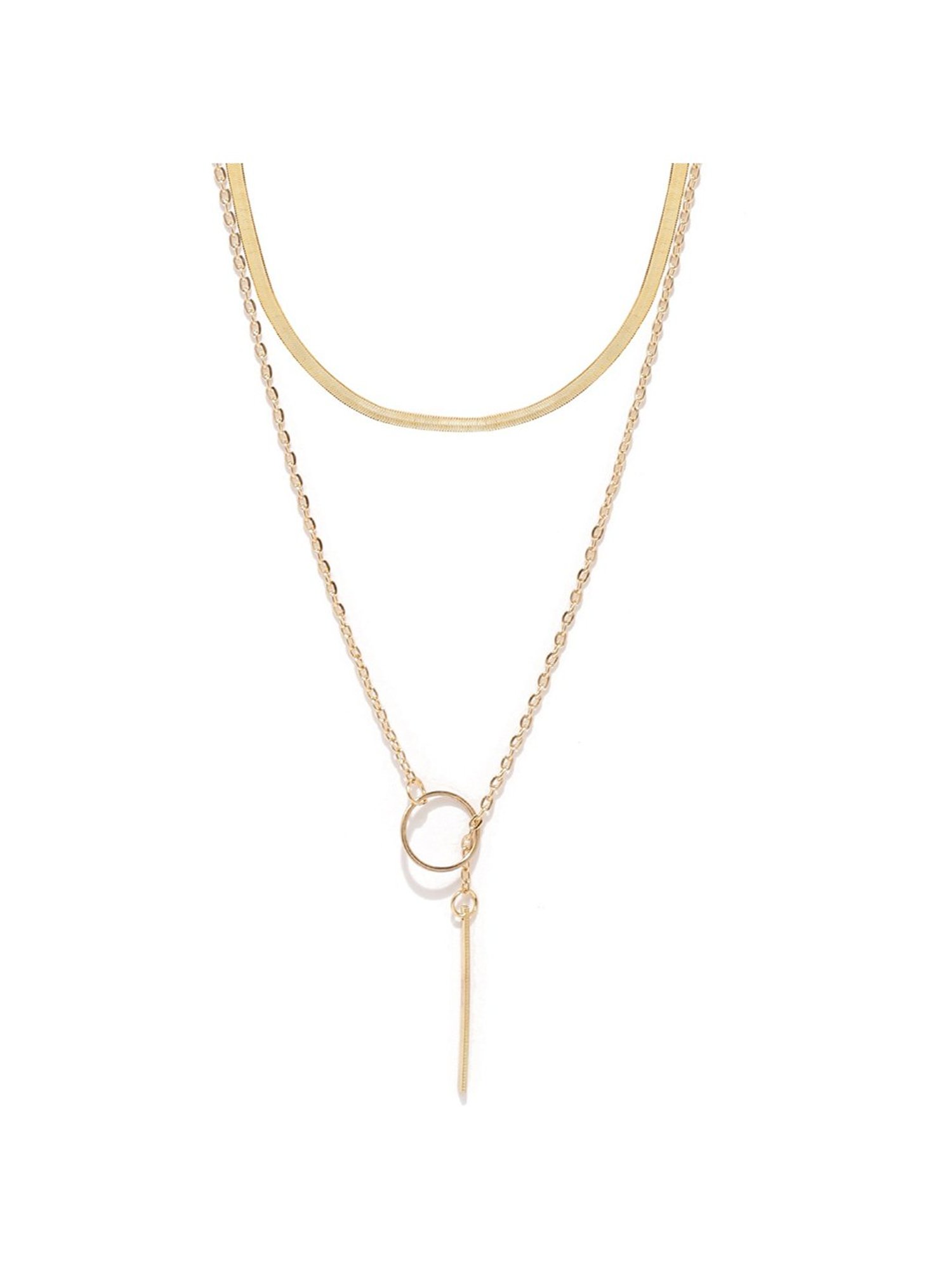 Oomph Gold Snake Chain & Lariat Necklace - Set of 2