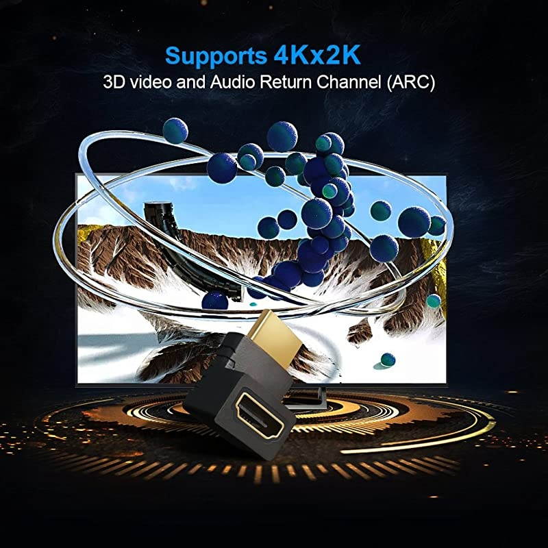 HDMI Male to Female Adapter 2 Pack 90 and 270 Degree Upward Angle HDMI to HDMI Converter 4K 3D HDMI Extender for RokuPS3PS4Fire StickChromecast Nintendo SwitchHDTVLaptopXbox