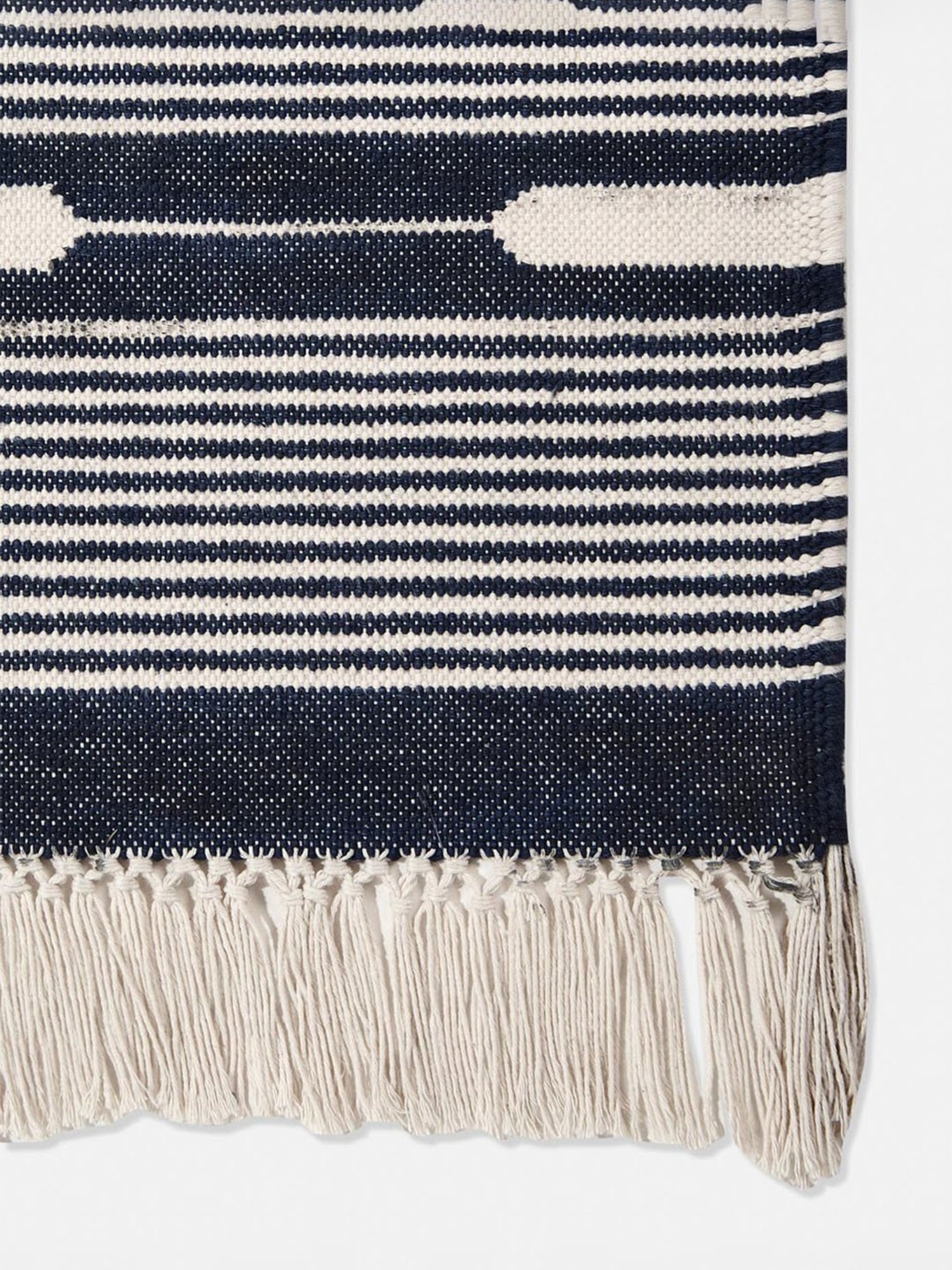 Fabindia Home Saksham Woven White & Blue Cotton Dhurrie