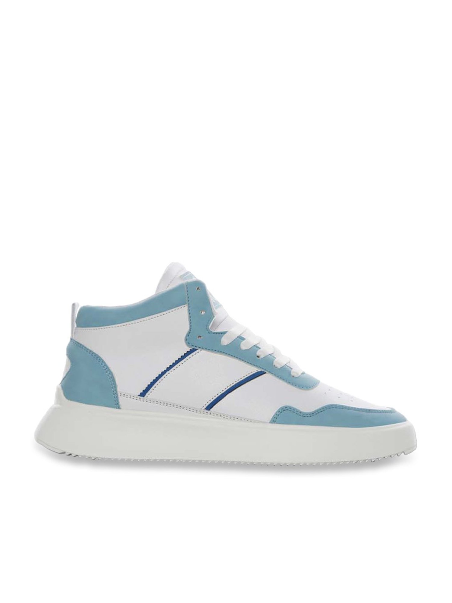 Yoho Men's White & Sky Blue Ankle High Sneakers