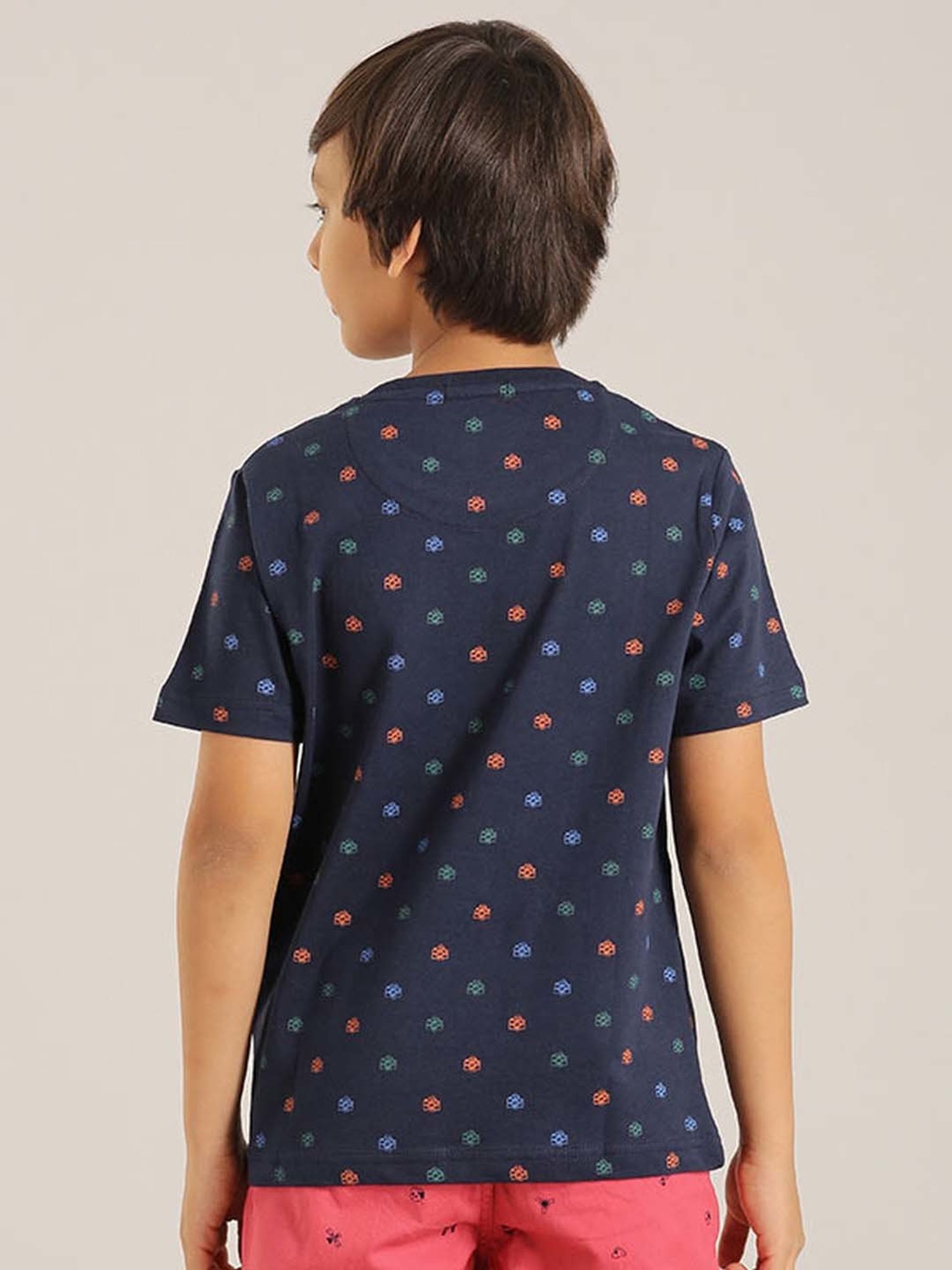 Indian Terrain Kids Blue Cotton Printed T-Shirt