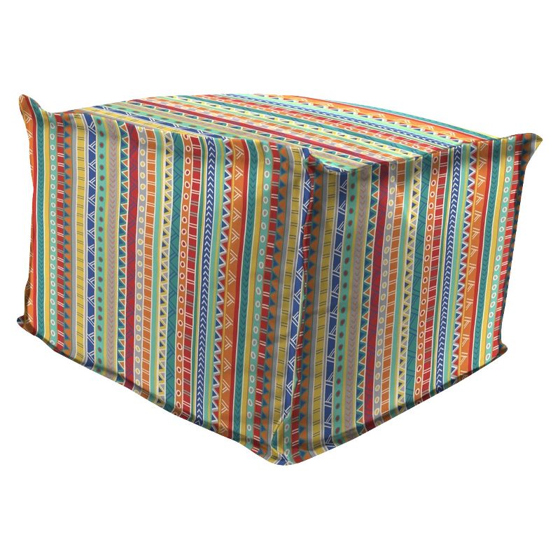 Outdoor Bean Filled Pouf/Ottoman In Bramlett stripe Carotene - Jordan Manufacturing