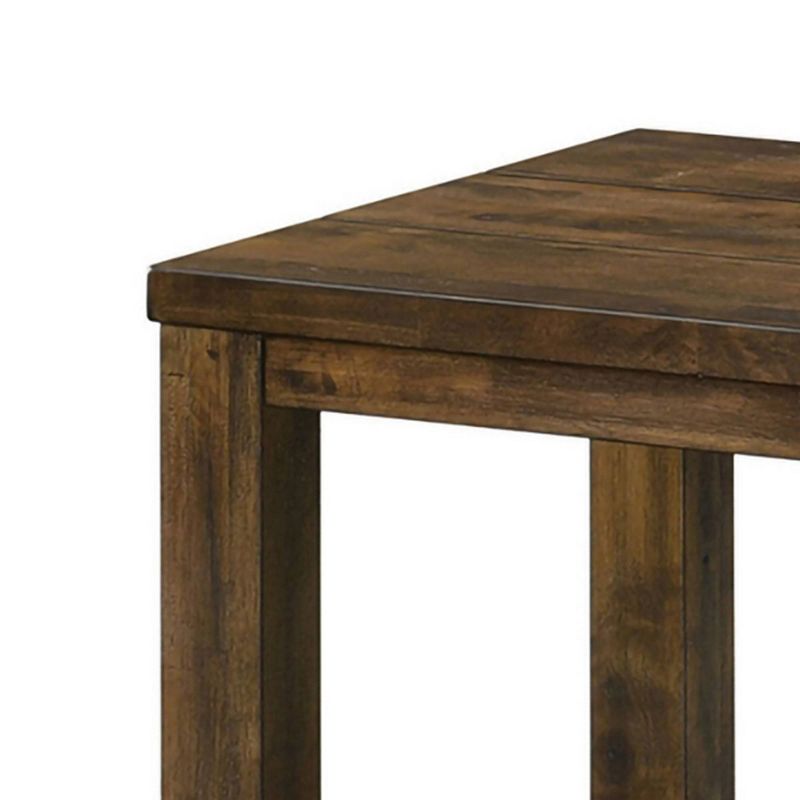 23" Wooden End Table with Open Shelf Rustic Brown - Benzara