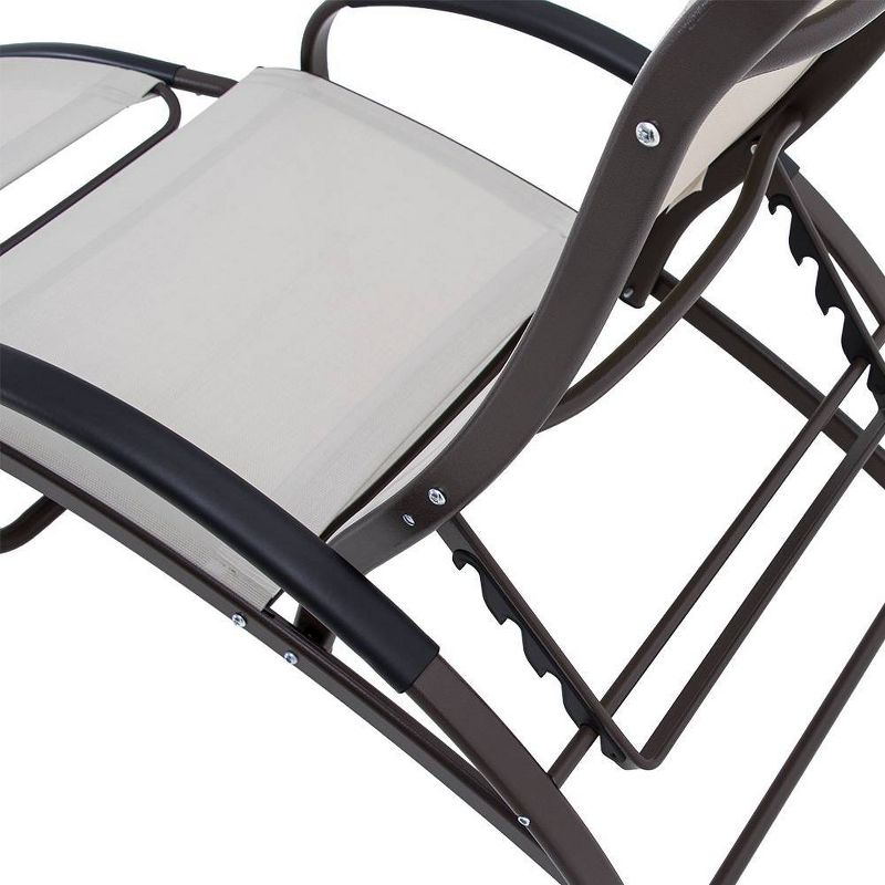 Outdoor Aluminum Adjustable Chaise Lounge Rocking Chair - Tan - Crestlive Products