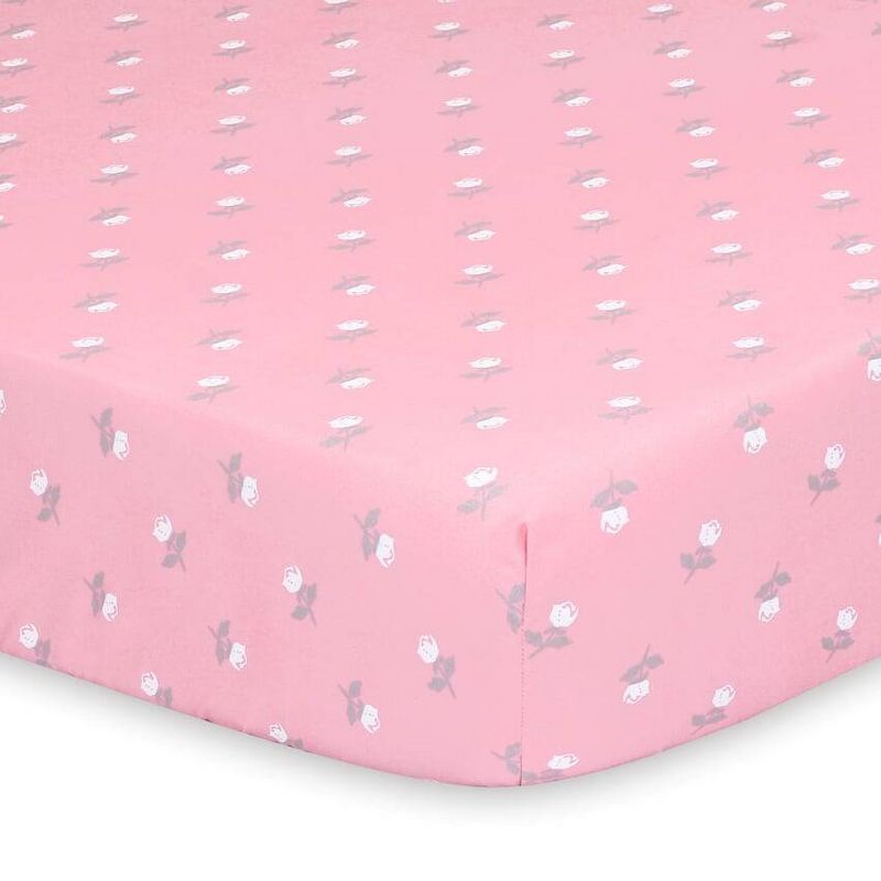 The Peanutshell Sheets Pink Roses/Floral 2pk