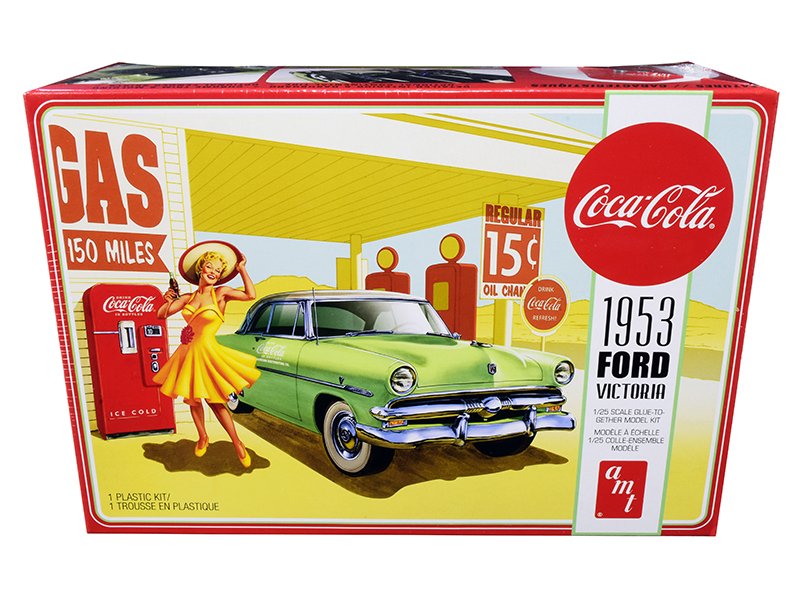 Skill 3 Model Kit 1953 Ford Victoria Hardtop with "Coca-Cola" Vending Machine 1/25 Scale Model by AMT
