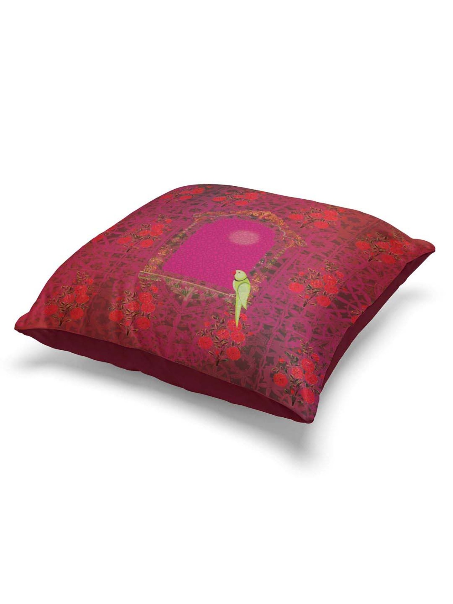 Bianca Ruyal Red & Green Microfibre Medium Cushion Cover - Set of 2