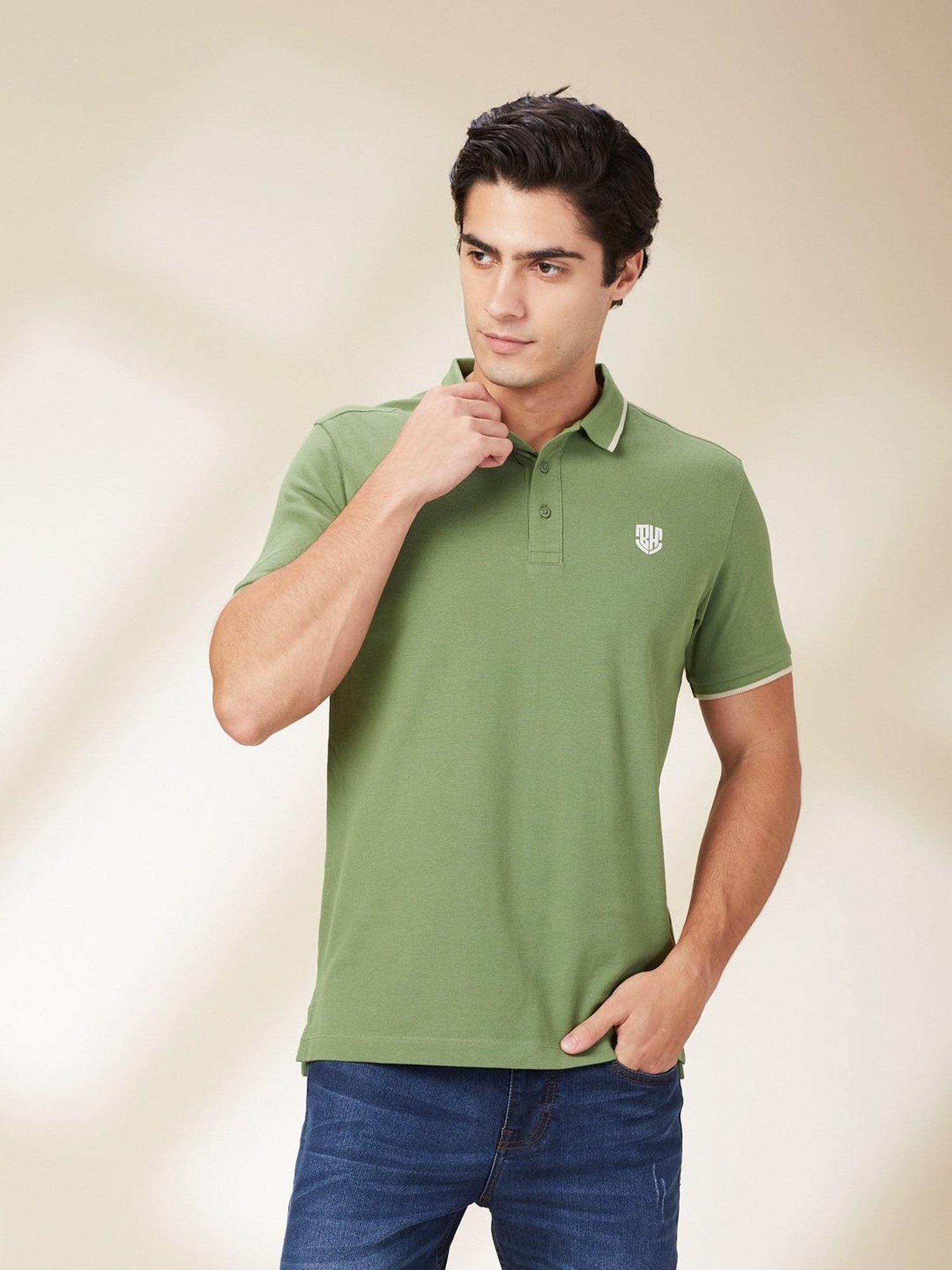 Being Human Dark Green Regular Fit Polo T-Shirt
