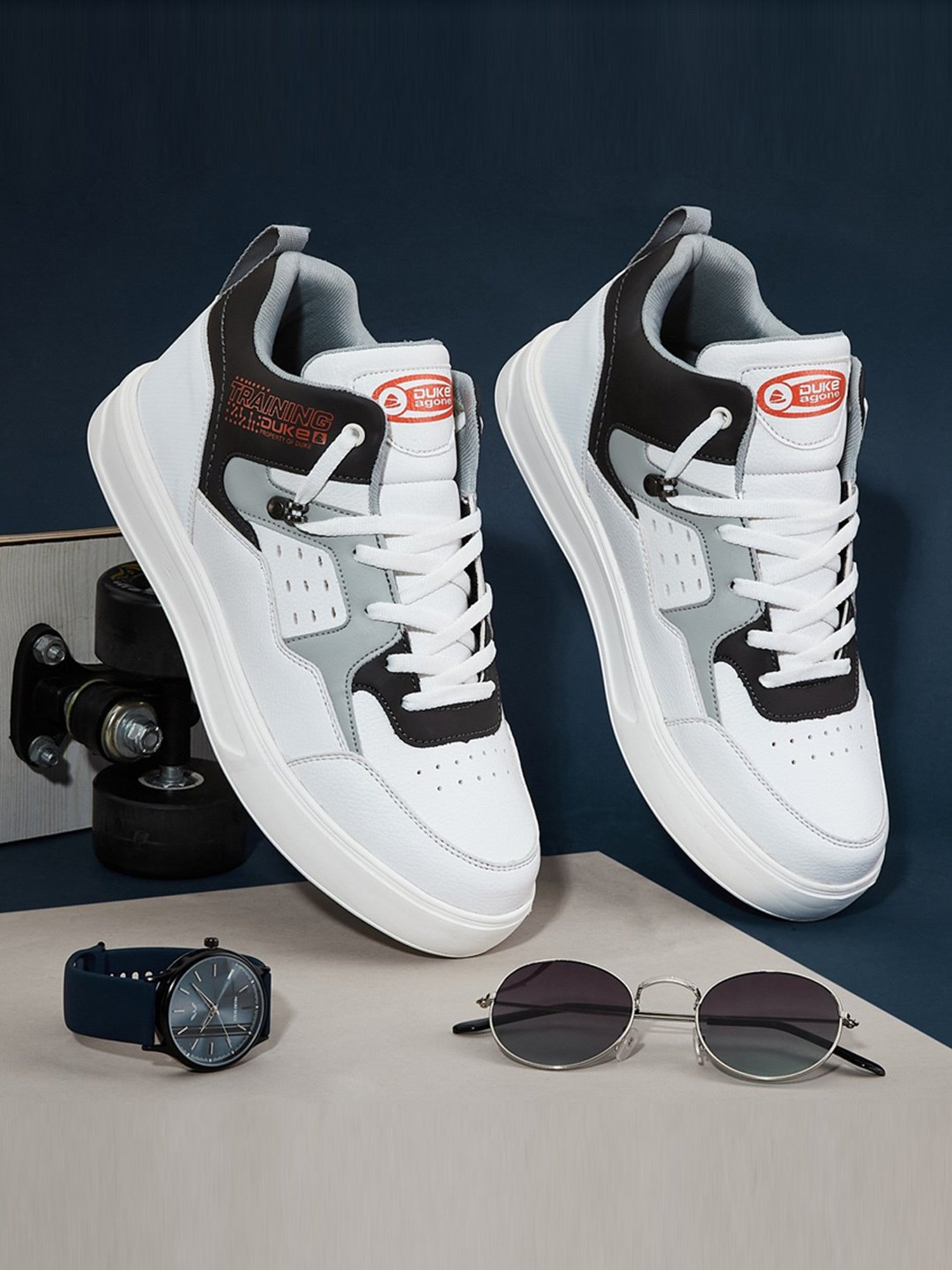 Duke Men's White Ankle High Sneakers