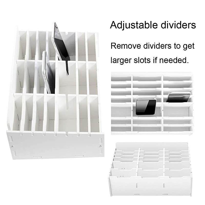 24 Slots Cell Phone Storage Box for Classroom Calculator Holder Class Cell Phone Organizer White