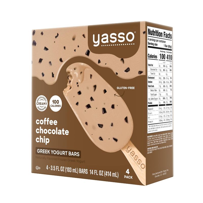 Yasso Frozen Greek Yogurt - Coffee Chocolate Chip Bars - 4ct