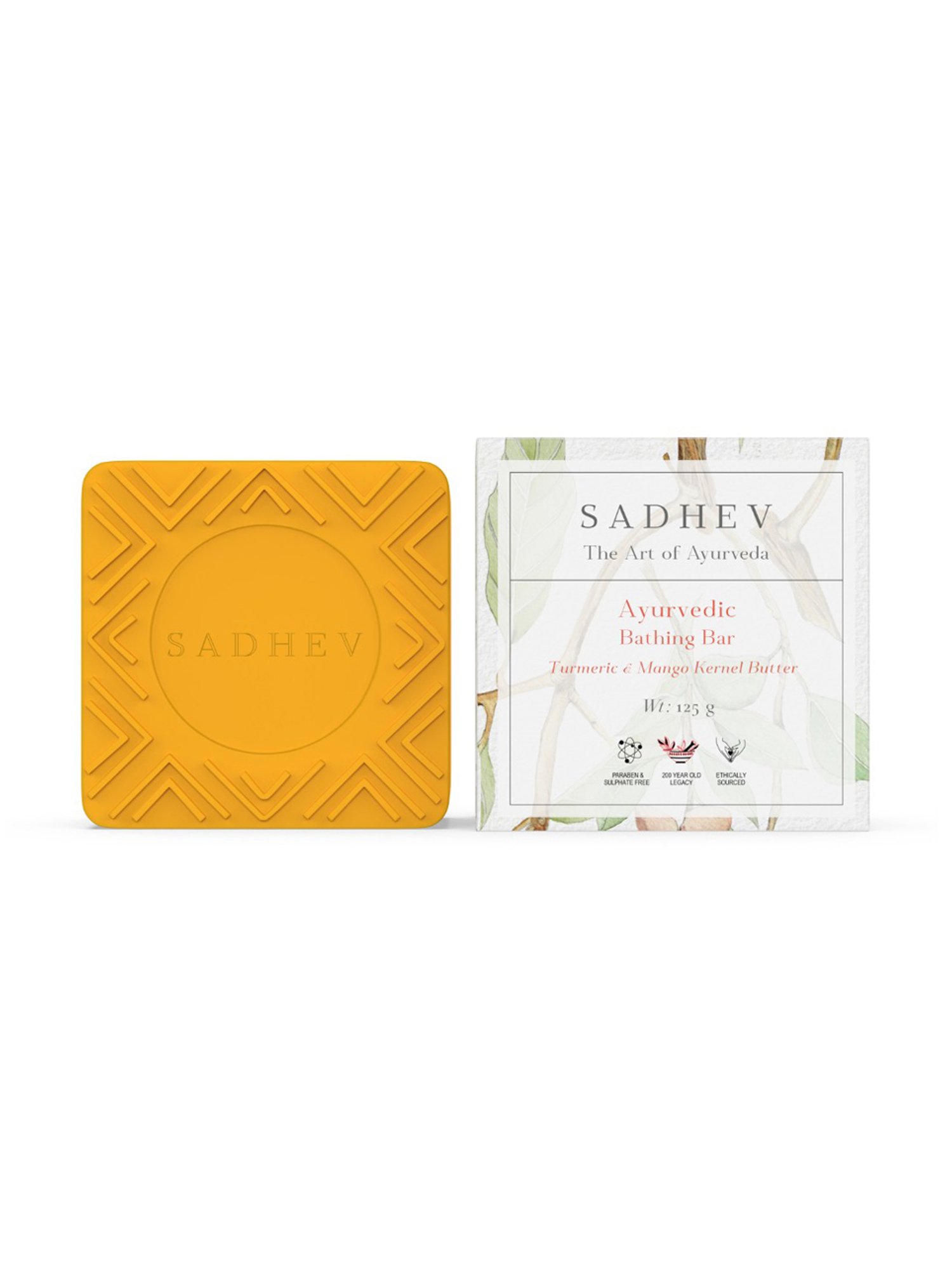 SADHEV The Art Of Ayurveda Turmeric & Mango Kernel Butter Bathing Bar - 125 gm