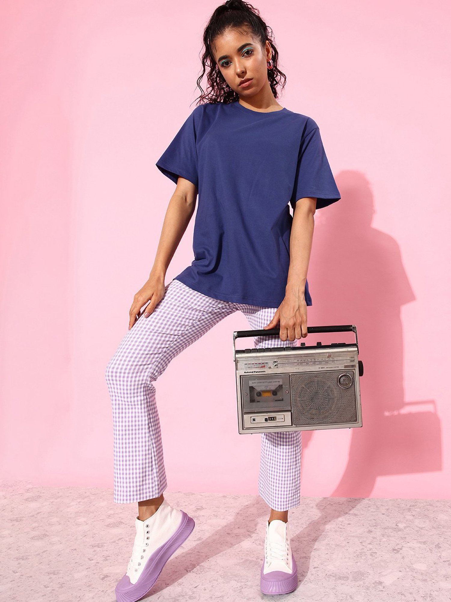 Dillinger Navy Cotton Graphic Print Oversized T-Shirt