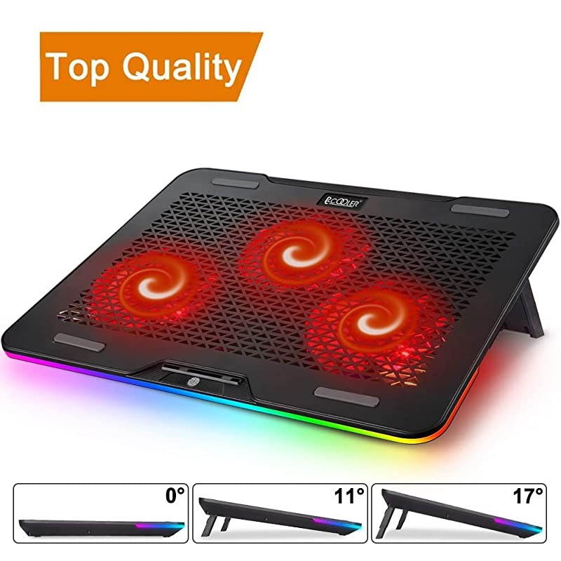 Laptop Cooling Pad,  Rgb Laptop Cooling Stand with Touch Control Light Modes & 3 Angles Adjustable, Silent Laptop Cooler for 12-17 Inch Laptop
