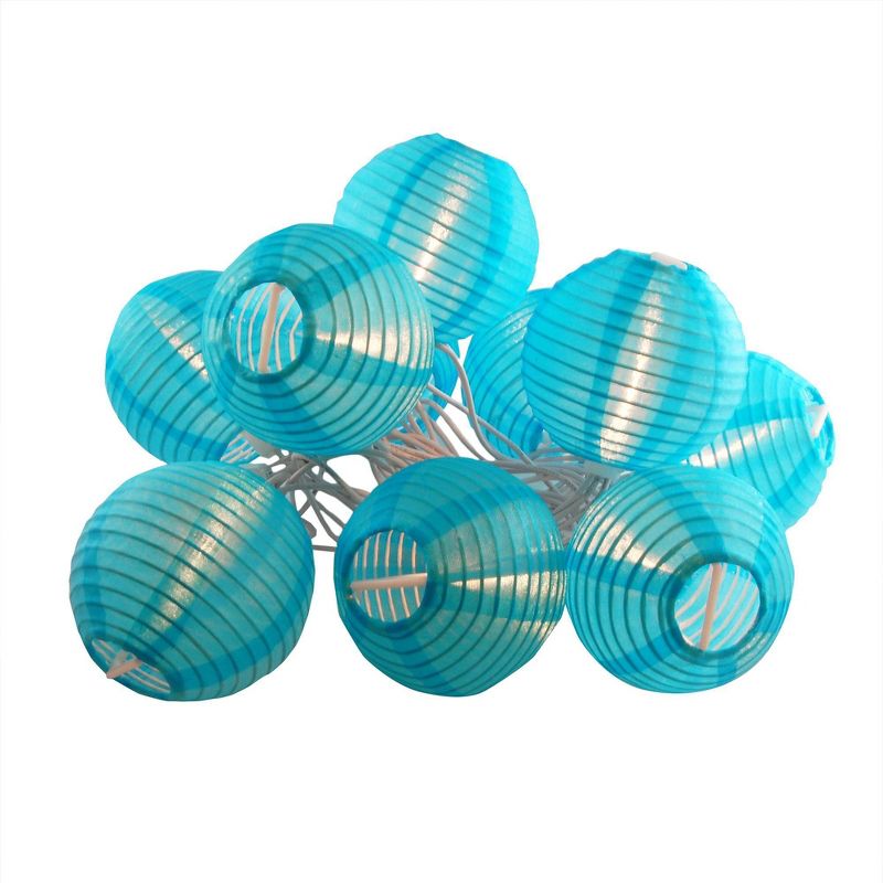 10ct 3"Electric String Light with Nylon Lanterns Turquoise