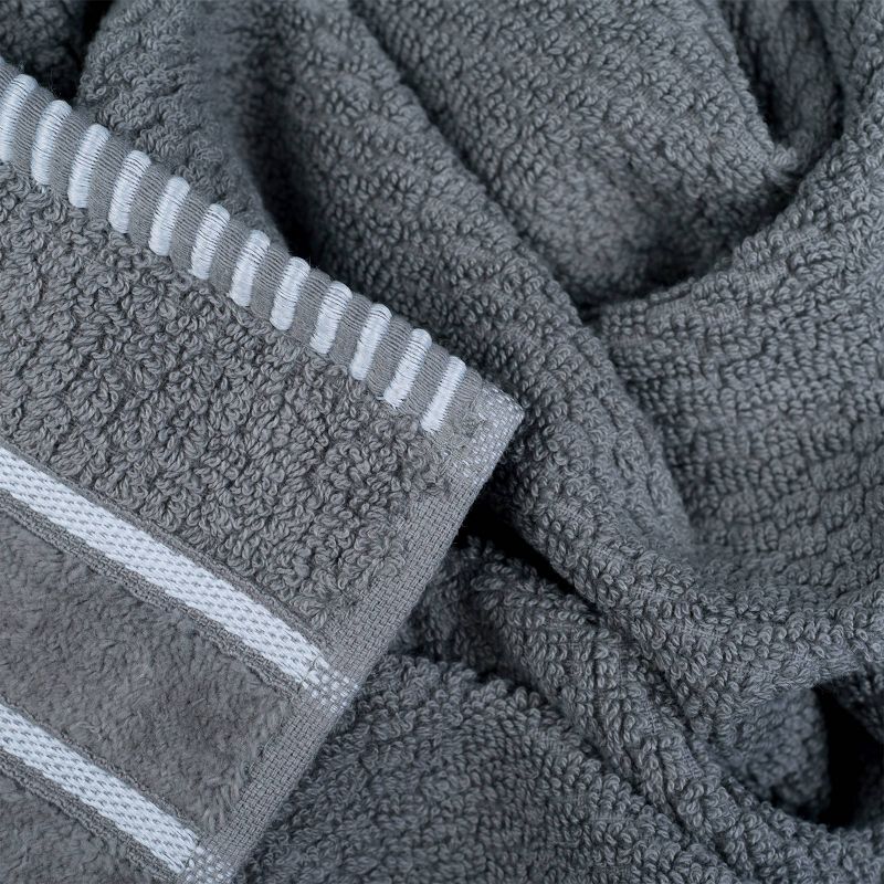 6pc Towel Set with Chevron Bathroom Mat Silver - Hastings Home