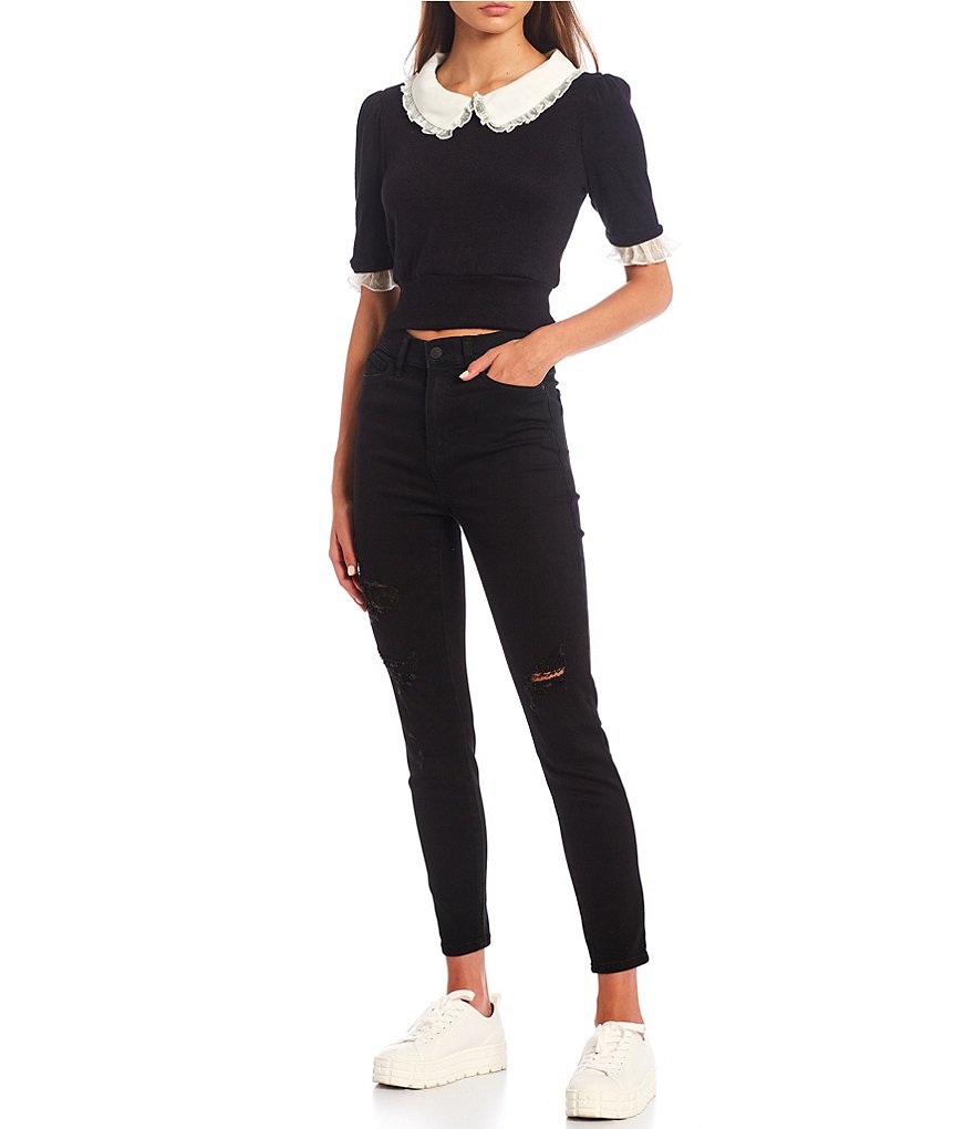 Lily Star Ruffle Collar Short Sleeve Top