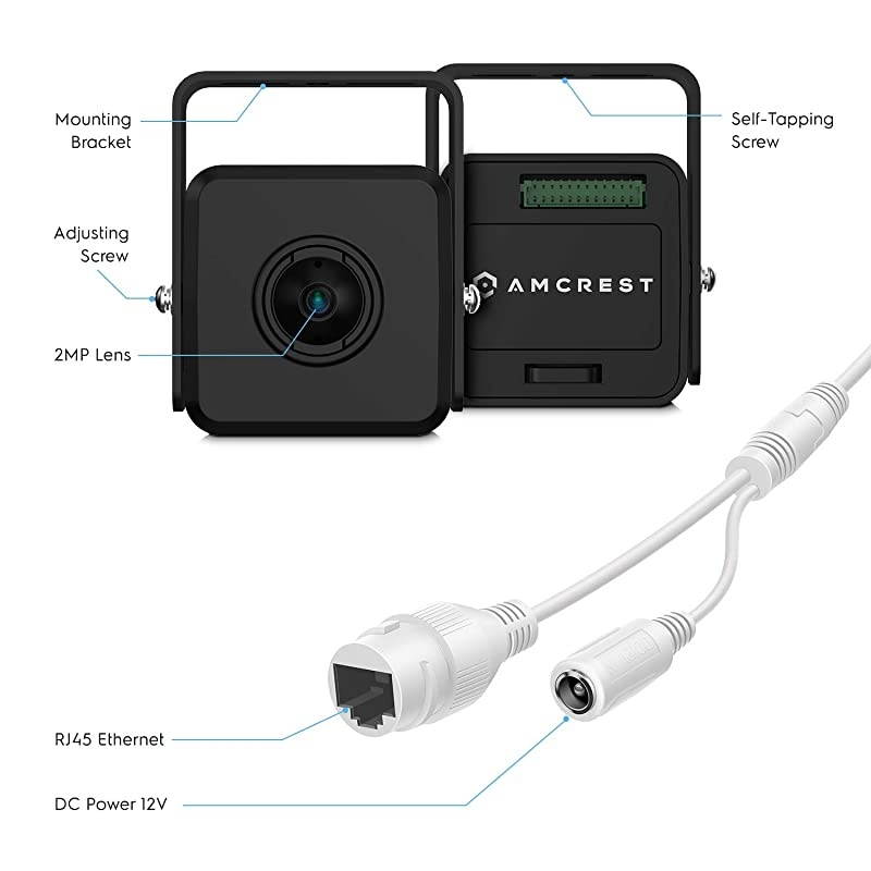 Mini IP Camera, 1080P Indoor Network Mini Camera, 2MP Wired Security Surveillance Nanny Cam, 2.8mm Lens, 105&deg; Viewing Angle, 1080p @30fps, IP2M-PH822B (Black)