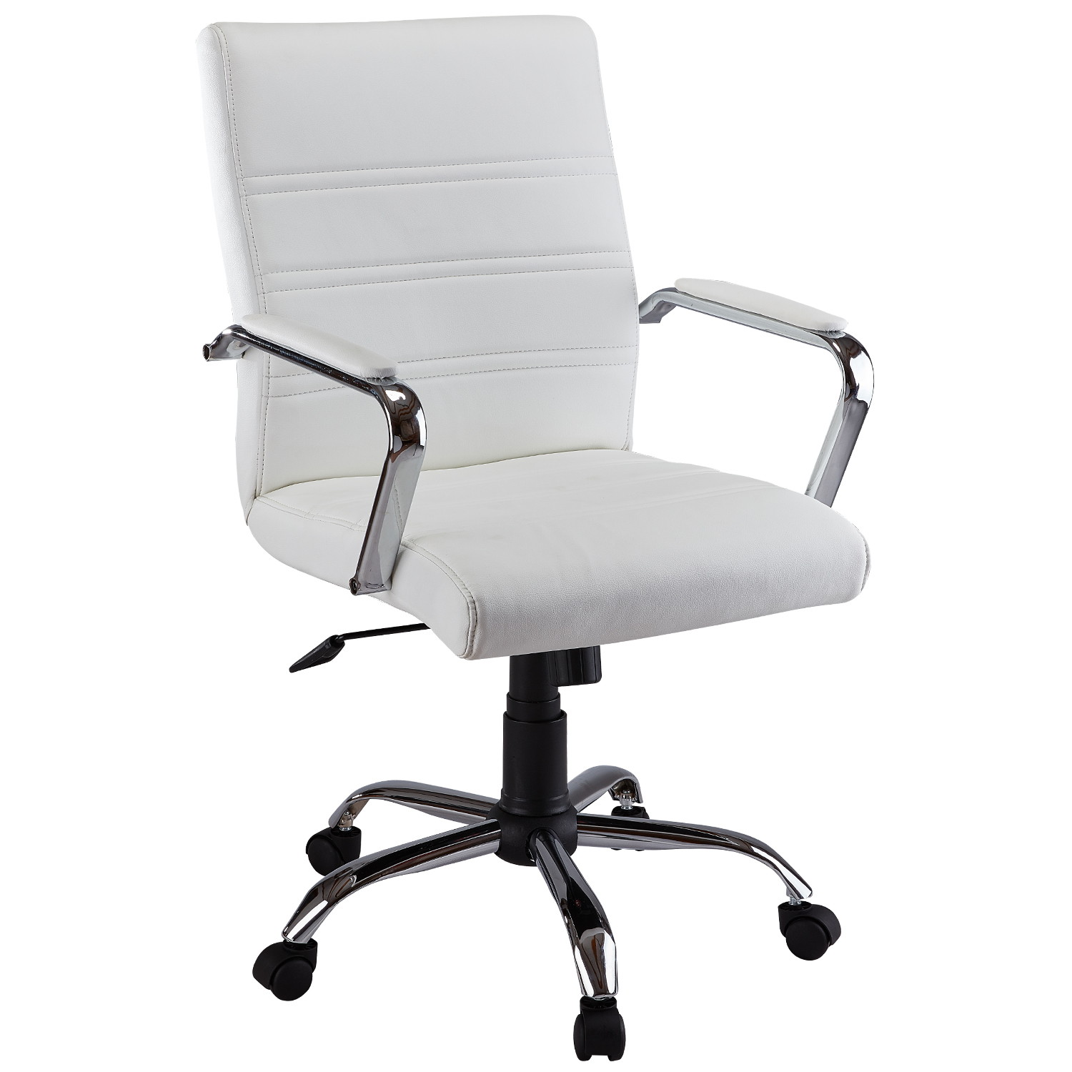PU Leather Executive Conference Desk Chair High Back Office Chair Adjustable Swivel Chair With Arms White