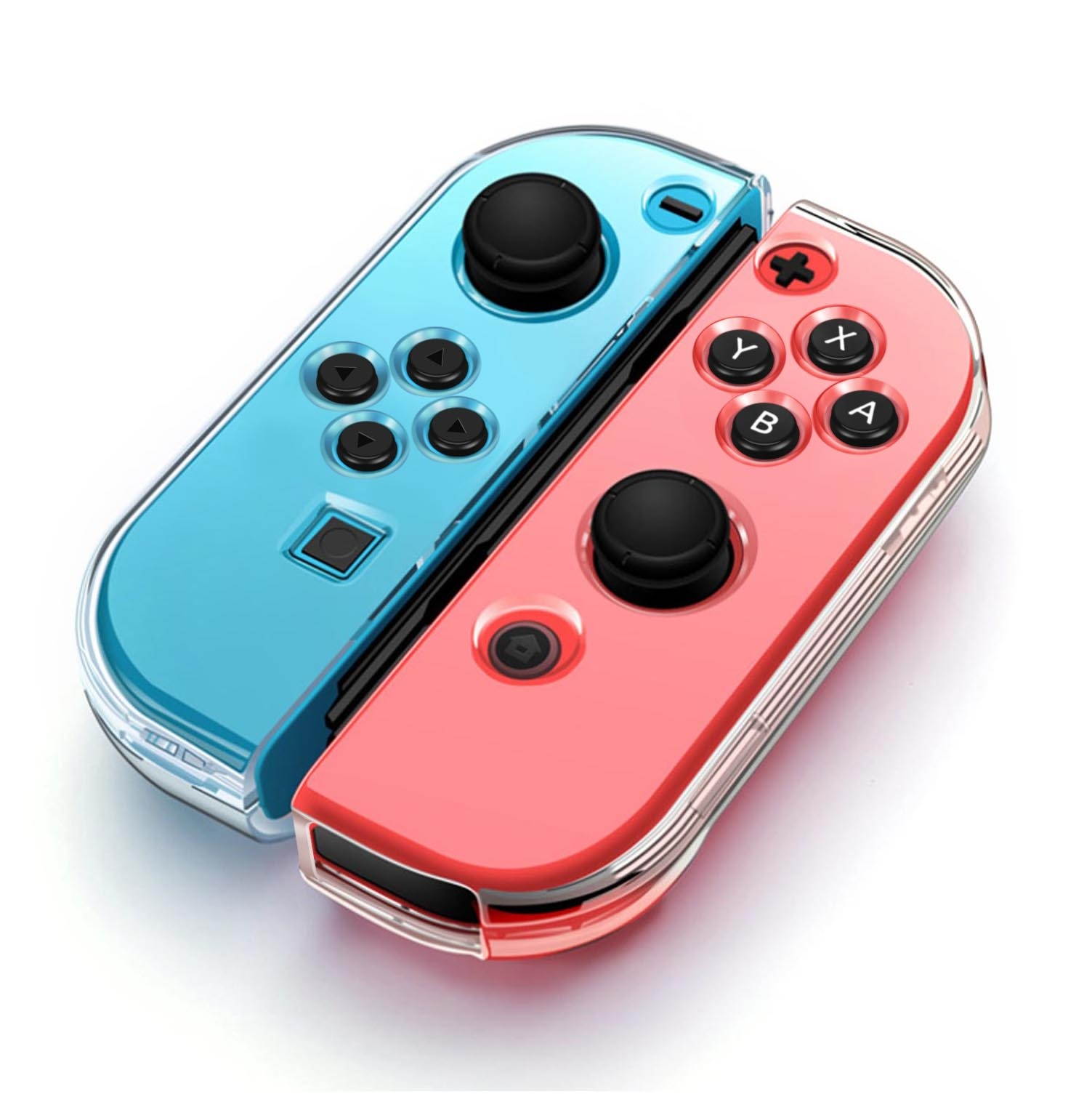 Dockable Case Cover for Nintendo Switch Console and Joy-Con Controller - Set with 6Pcs Thumb Thumbstick Cap Accessories, Plastic Hard Protective Shell, Anti-Scratch Shockproof (Clear Diamond)